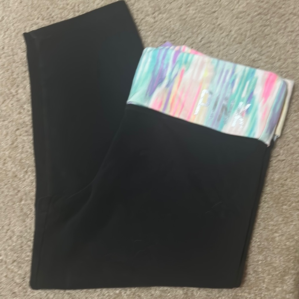 PINK Victoria's Secret Crop Leggings with Colorful Waistband - Size M